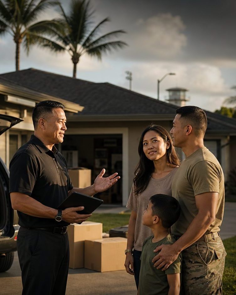Military family receiving Hawaii real estate guidance during a PCS move